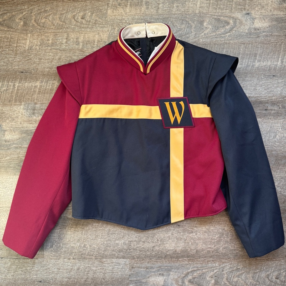 Vintage DeMoulin Marching Band Uniform Jacket Red Blue Gold Size 46-L
